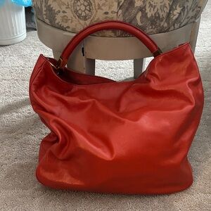 Yves Saint Laurent Vibrant Red Leather Hobo Bag
